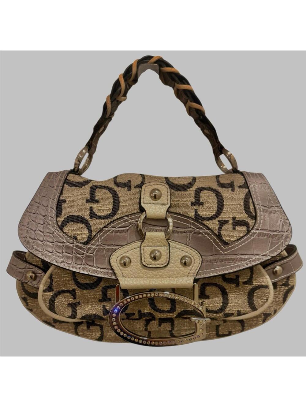 Vintage Guess Y2K 2000s Beige Monogram Bag